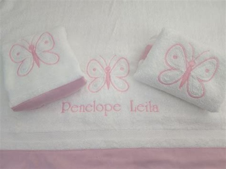 Butterfly Towel Set - 3 piece- Baptism and Christening Towels, Oil Soap, Ladopana Set. Lathopana Set Sweet Girl Towel Set