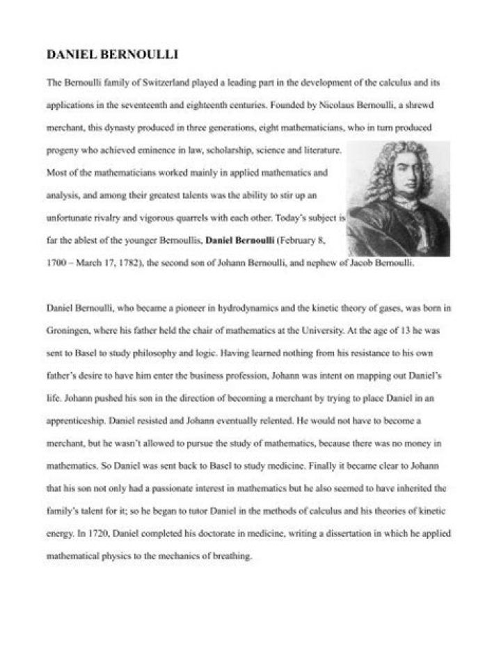 Daniel Bernoulli Biography - Childhood, Life Achievements & Timeline