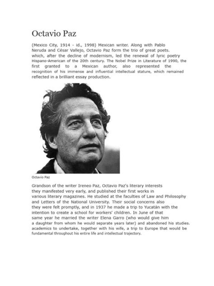 Octavio Paz Biography - Facts, Childhood, Family Life & Achievements