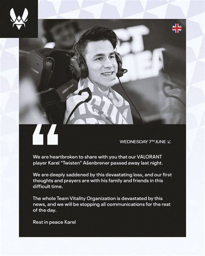 Vitality Valorant player Karel ‘Twisten’ Ašenbrener Cause of Death, Age, Biography
